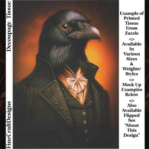 Anthropomorphic Gothic Raven in Vintage Suit ET4R Tissue Paper