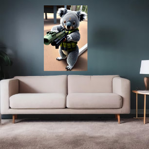 Anthropomorphic Koala soldier AI Art Pos Poster
