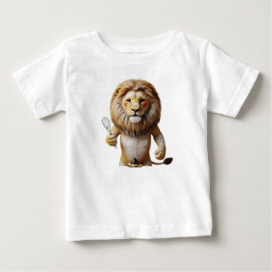 Anthropomorphic Lion Baker with Whisk and Cupcake Baby T-Shirt