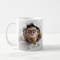 Anthropomorphic Monkey Breaking Through White Wall