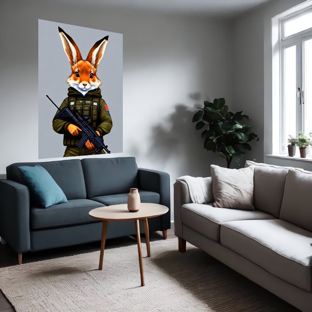 Anthropomorphic rabbit fox Soldier | AI Art Poster (Creator Uploaded)
