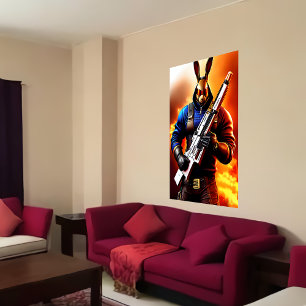 Anthropomorphic rabbit Soldier AI Art Poster