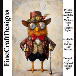 Anthropomorphic Steampunk Chicken Q9F Decoupage Tissue Paper