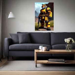 Anthropomorphic Tiger Soldier   AI Art Poster