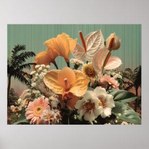 Anthurium and Tropical Floral Arrangement Poster