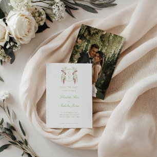 Anthurium Monogram Crest Wedding Save The Date