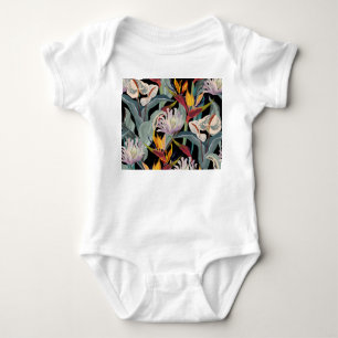 Anthurium Strelitzia: Tropical Vintage Splendour. Baby Bodysuit