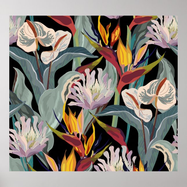 Anthurium Strelitzia: Tropical Vintage Splendour. Poster (Front)