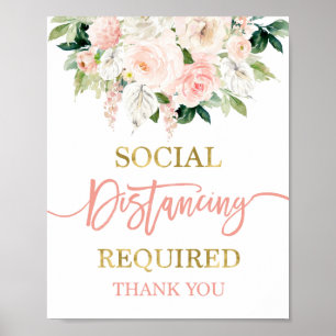 Anthurium watercolor floral Social distancing sign