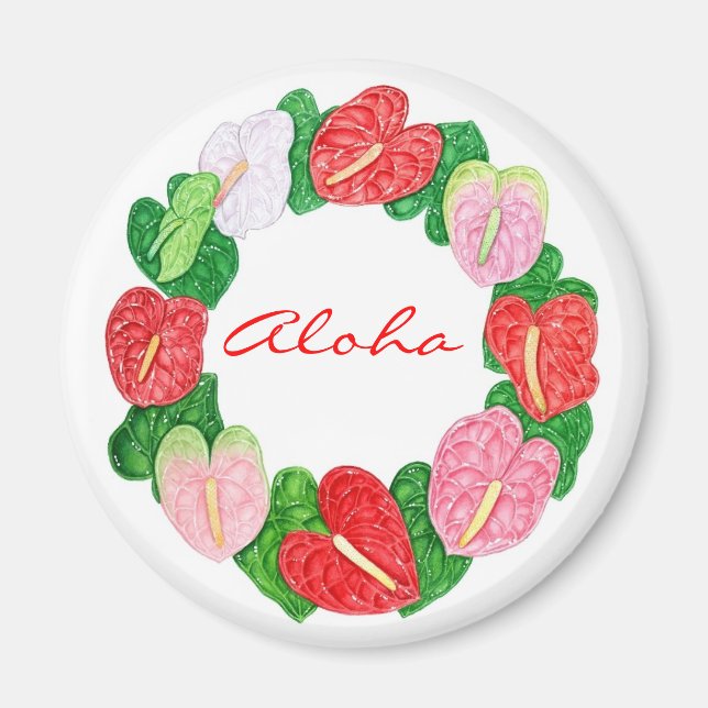 Anthurium Wreath Aloha Magnet (Front)