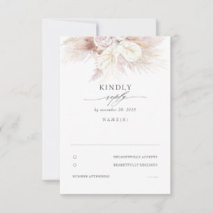 Anthuriums and Pampas Grass Wedding RSVP Card