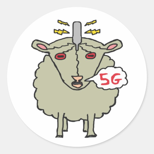 Anti 5G Sheep Classic Round Sticker (Front)