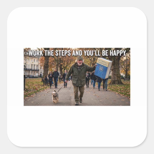 Anti AA—Work The Steps Funny Satire Sticker (Front)