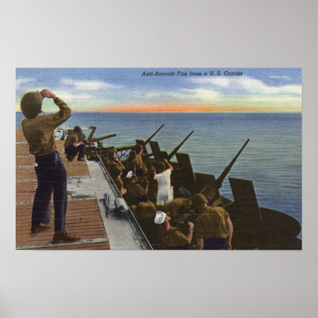 Anti-Aircraft Fire from U.S. Carrier - US Navy Poster (Front)