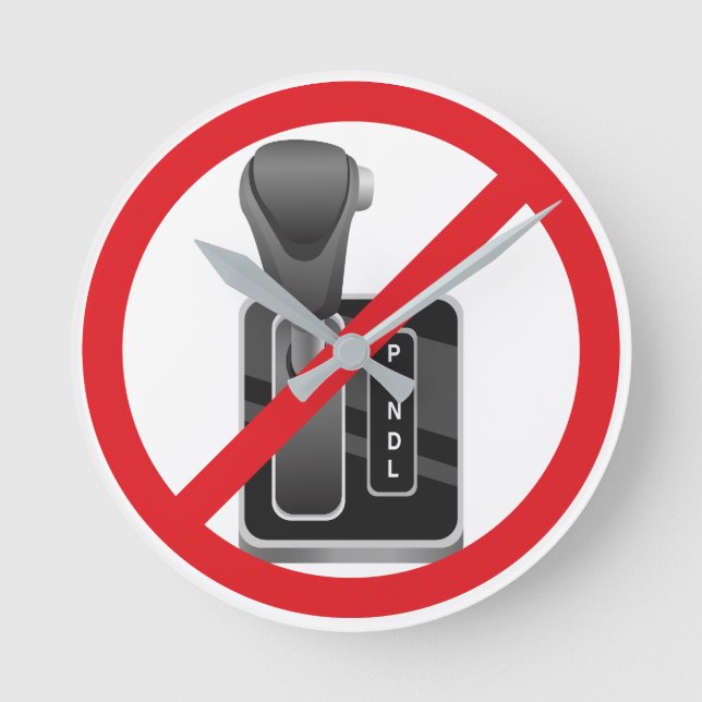 Anti-Automatic – Funny Stick Shift Manual Gearbox  Round Clock (Front)
