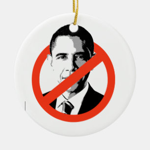 ANTI-BARACK OBAMA - CERAMIC TREE DECORATION