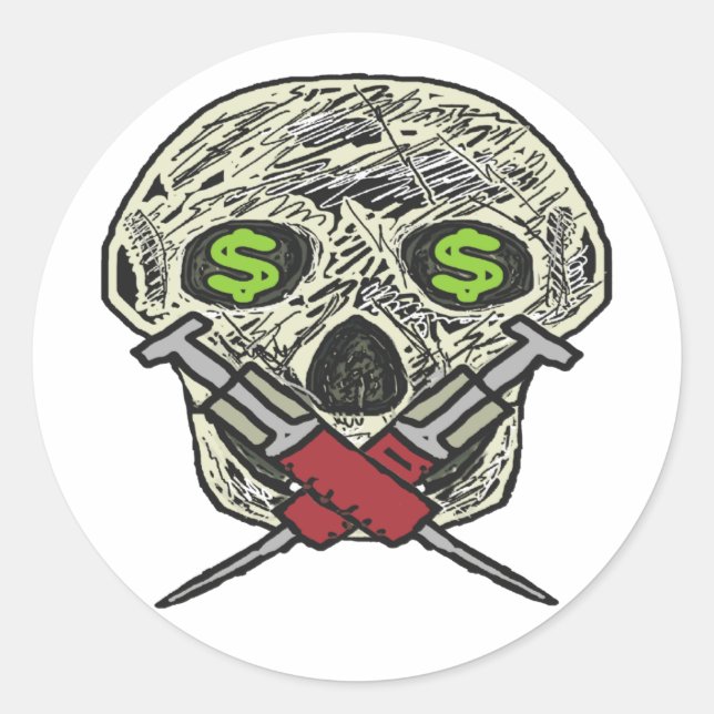 Anti Big Pharma Classic Round Sticker (Front)