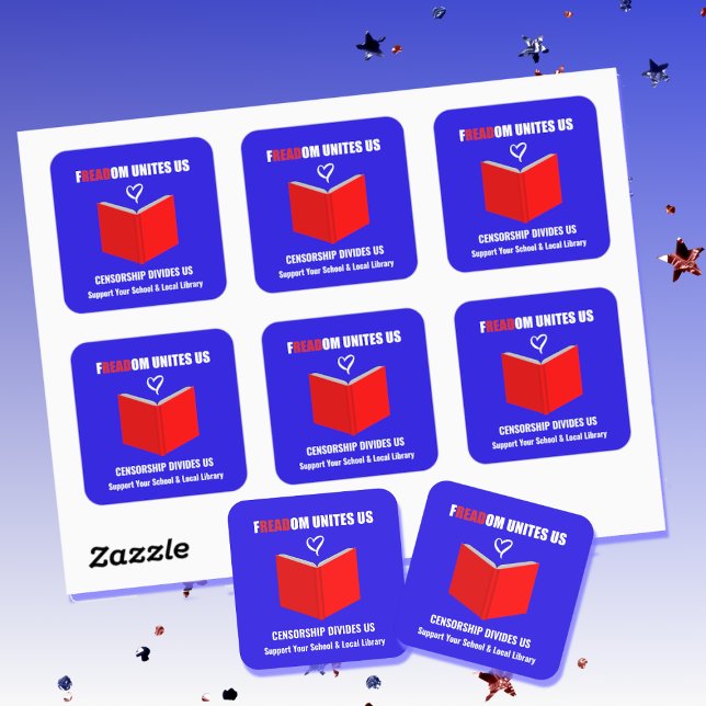 Anti Book Banning Logo Style Square Sticker (Creator Uploaded)