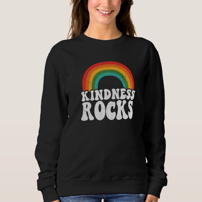 Anti Bullying Hippie Retro Teacher Rainbow Kindnes Sweatshirt (Front)