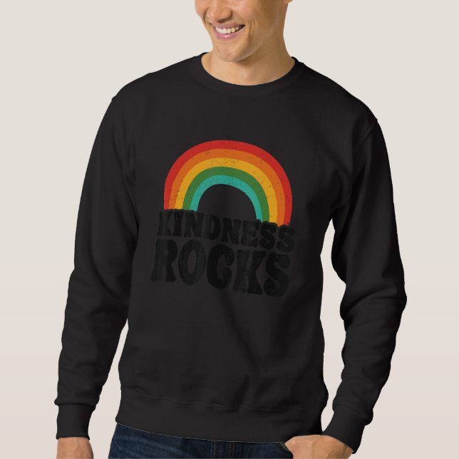 Anti Bullying Hippie Retro Teacher Rainbow Kindnes Sweatshirt (Front)