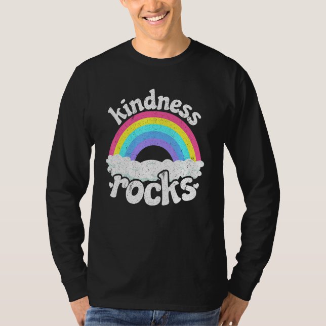 Anti Bullying Hippie Retro Teacher Rainbow Kindnes T-Shirt (Front)