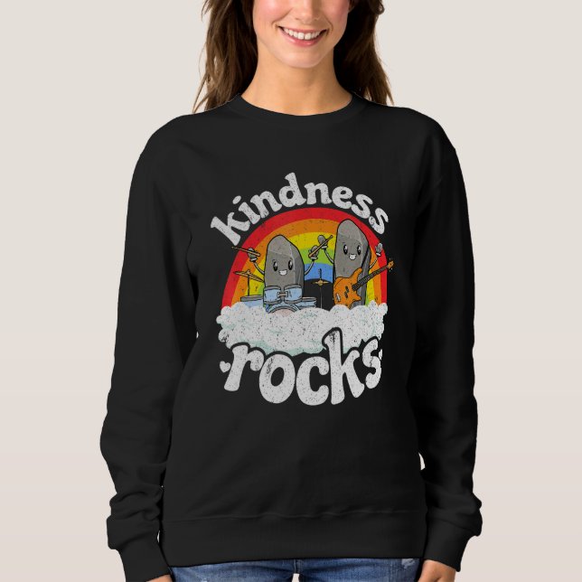 Anti Bullying Rainbow Hippie Music Teacher Kindnes Sweatshirt (Front)