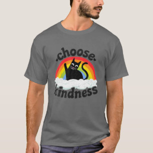 Anti Bullying Rainbow Peace Kind Hippie Cat Choose T-Shirt
