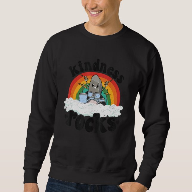Anti Bullying Rainbow Retro Music Teacher Kindness Sweatshirt (Front)