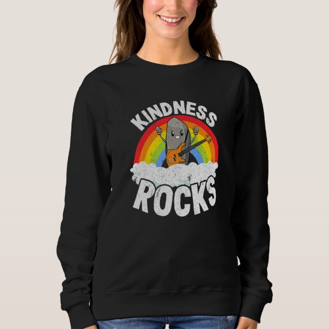 Anti Bullying Rainbow Retro Music Teacher Kindness Sweatshirt (Front)