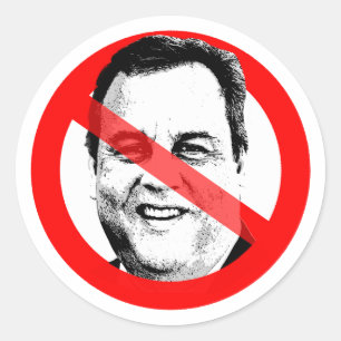 Anti Chris Christie Crossed Out Face Classic Round Sticker