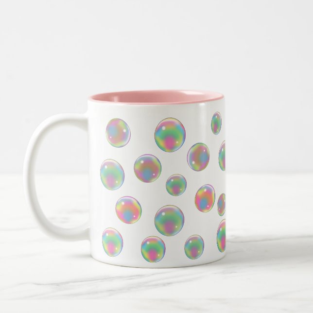 Anti covid19 multicolored soap bubbles Two-Tone coffee mug (Left)