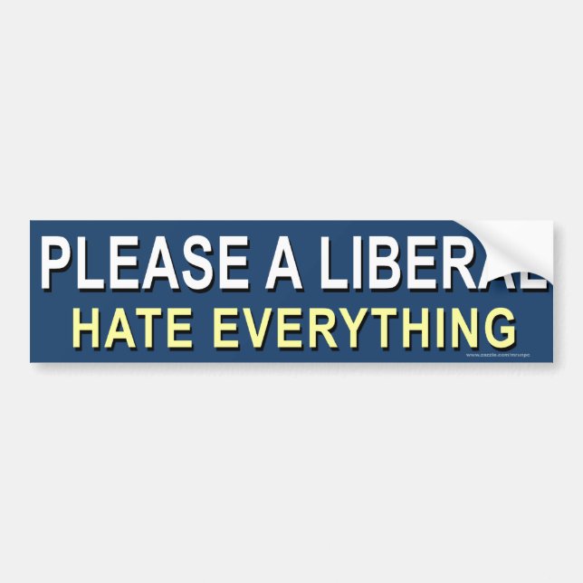 Anti Democrat "Please A Liberal Hate Everything" Bumper Sticker (Front)