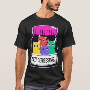 Anti Depressants Pill Box With Cats Antidepressant T-Shirt
