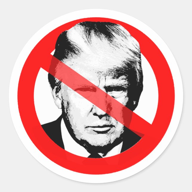 Anti Donald J. Trump Crossed Out Face Classic Round Sticker (Front)