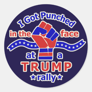 Anti Donald Trump Funny Punched in Face Classic Round Sticker