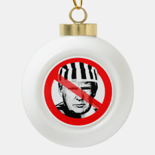 Anti Donald Trump Prisoner Crossed Out Face Ceramic Ball Christmas Ornament