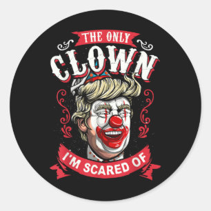 Anti Donald Trump T Shirt Funny Clown Resist Men Classic Round Sticker