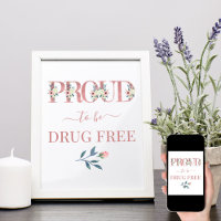 Anti Drugs Pink Floral Lette Proud to Be Drug Free