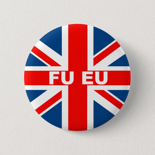 Anti EU British flag 6 Cm Round Badge (Front)