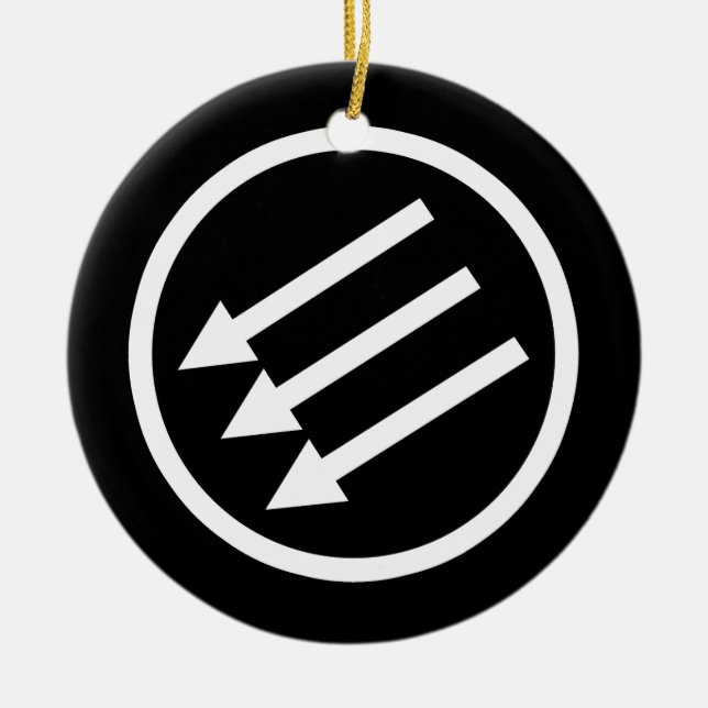 Anti-Fascism White Arrows Ceramic Tree Decoration (Front)