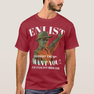 ANTI FASCIST BRIGADE ENLIST HIT EM HARD 2037 T-Shirt
