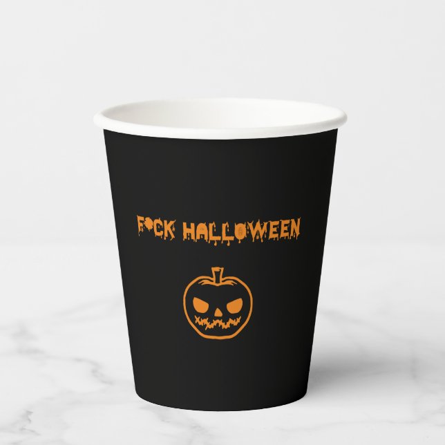 Anti Halloween pumpkin jack-o'-lantern Paper Cups (Front)