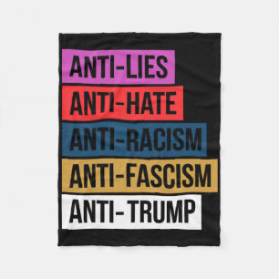 Anti Hate Lies Racism Fascism Resist Protest Trump Fleece Blanket