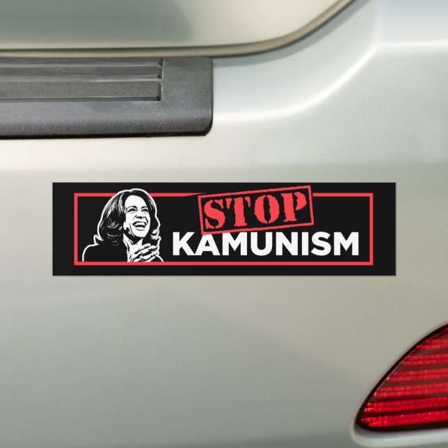 Anti-Kamala Socialism Communism Stop Kamunism Bumper Sticker (On Car)
