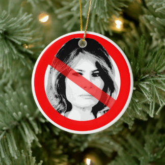 Anti Melania Trump Crossed Out Face Ceramic Tree Decoration