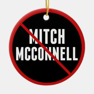 Anti Mitch McConnell Red Strikethrough Ceramic Tree Decoration