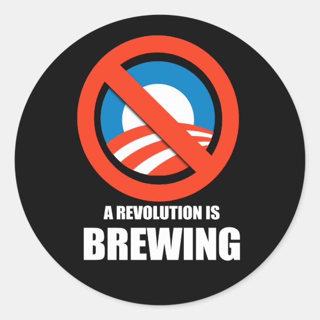 Anti-Obama - a revolution is brewing Classic Round Sticker (Front)