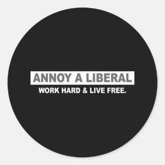 ANTI-OBAMA- ANNOY A LIBERAL. WORK HARD AND LIVE FR CLASSIC ROUND STICKER