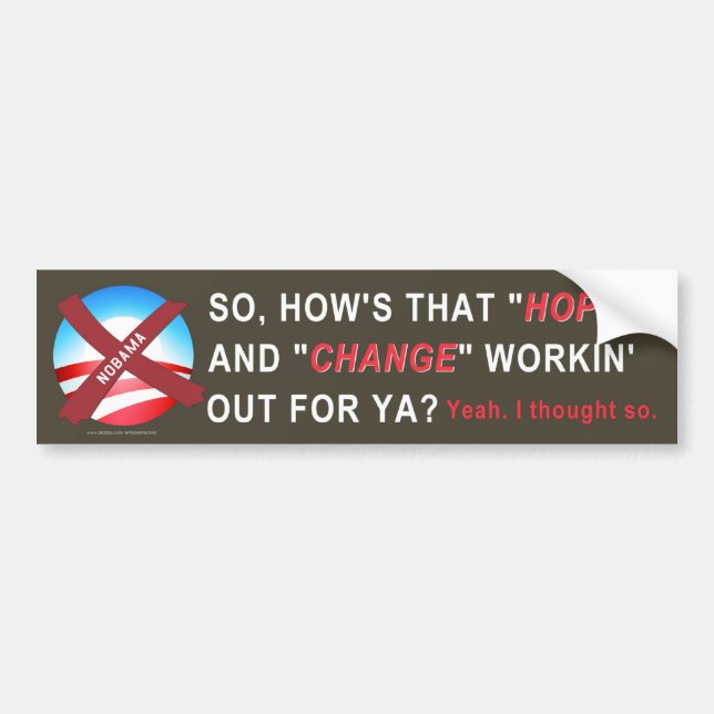 Anti-Obama Bumper Sticker (brown) (Front)