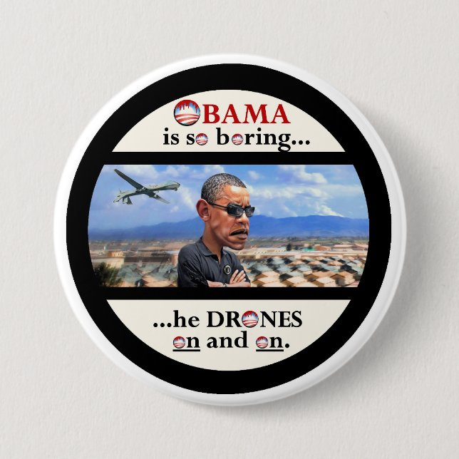 Anti-Obama drone assassin 7.5 Cm Round Badge (Front)